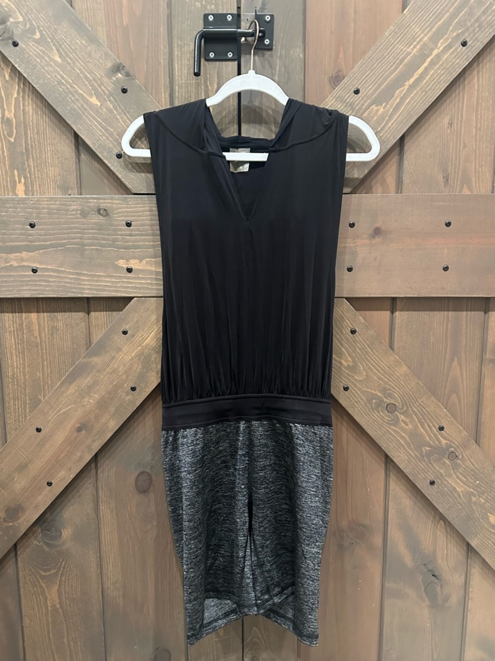 Puma Jumpsuit - Black Sleeveless Hooded with Heather Gray Bottom
